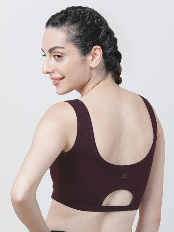 Lovable Wine Padded Non Wired Full Coverage Sports Bra- SEA SIDE-WINE
