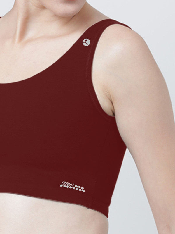Lovable Maroon Padded Non Wired Full Coverage Sports Bra- SEA SIDE-MR