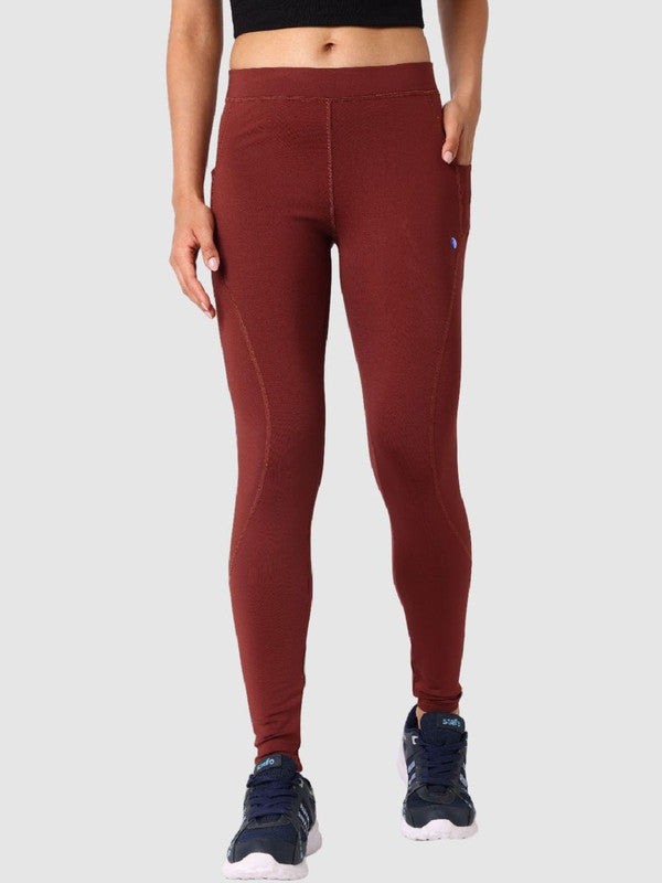 Women Light Brown Solid Tights - AERO SPRINTER PLATINA-NJ