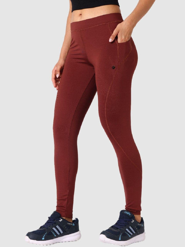 Women Light Brown Solid Tights - AERO SPRINTER PLATINA-NJ