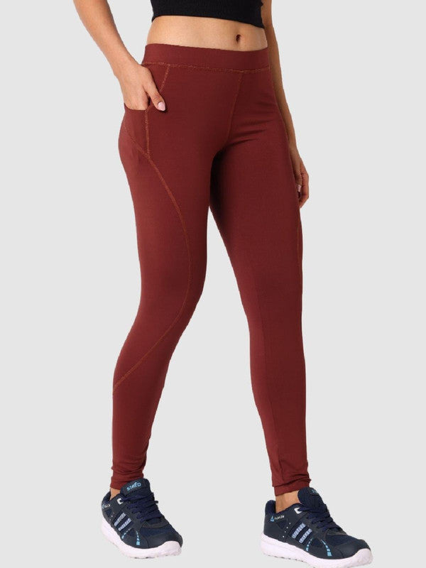 Women Light Brown Solid Tights - AERO SPRINTER PLATINA-NJ