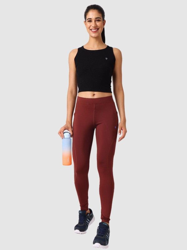 Women Light Brown Solid Tights - AERO SPRINTER PLATINA-NJ
