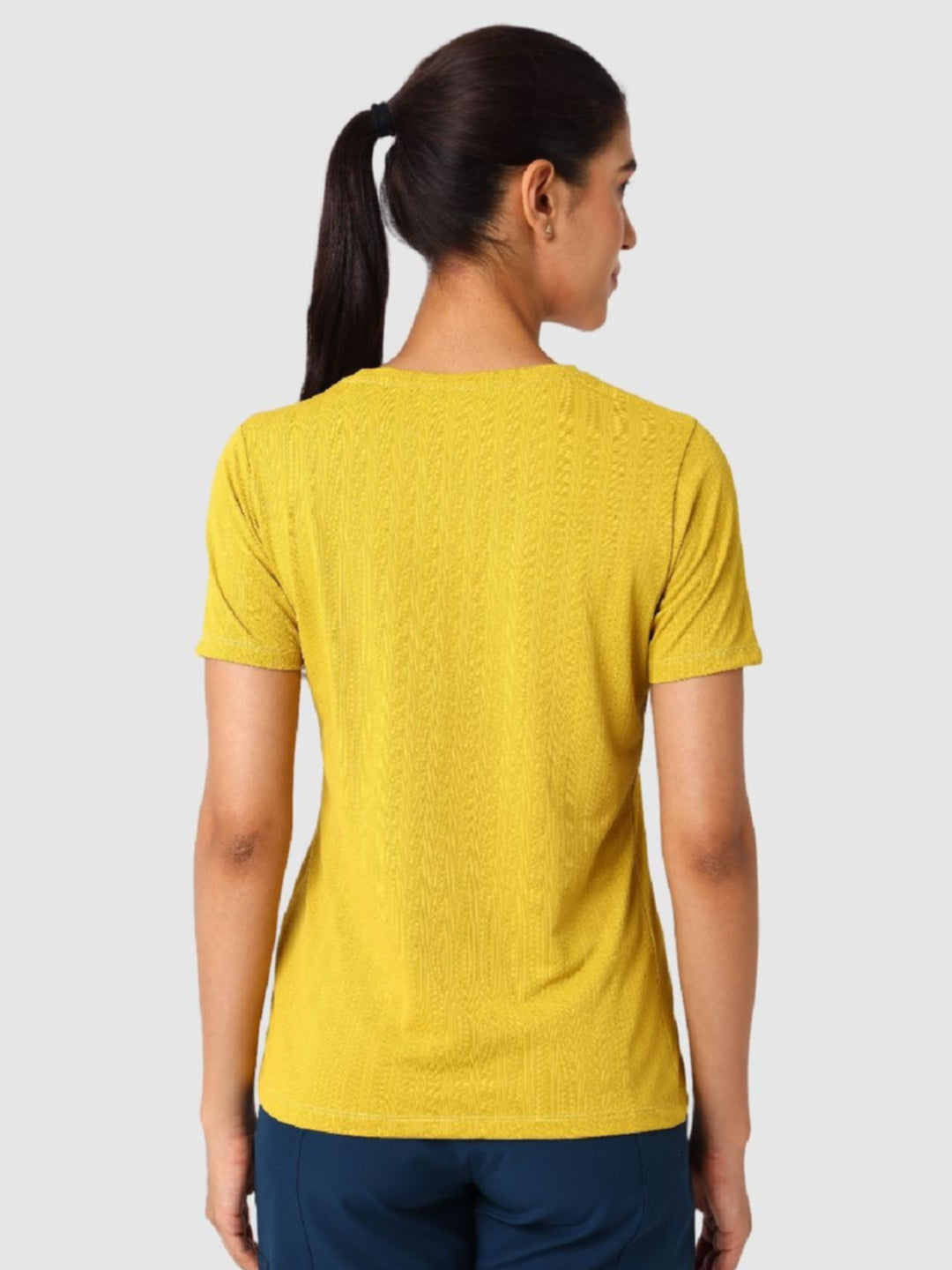Women Mango Yellow Self Design Tops & T-Shirts - VENTURA JAQ 01 - Mango Yellow