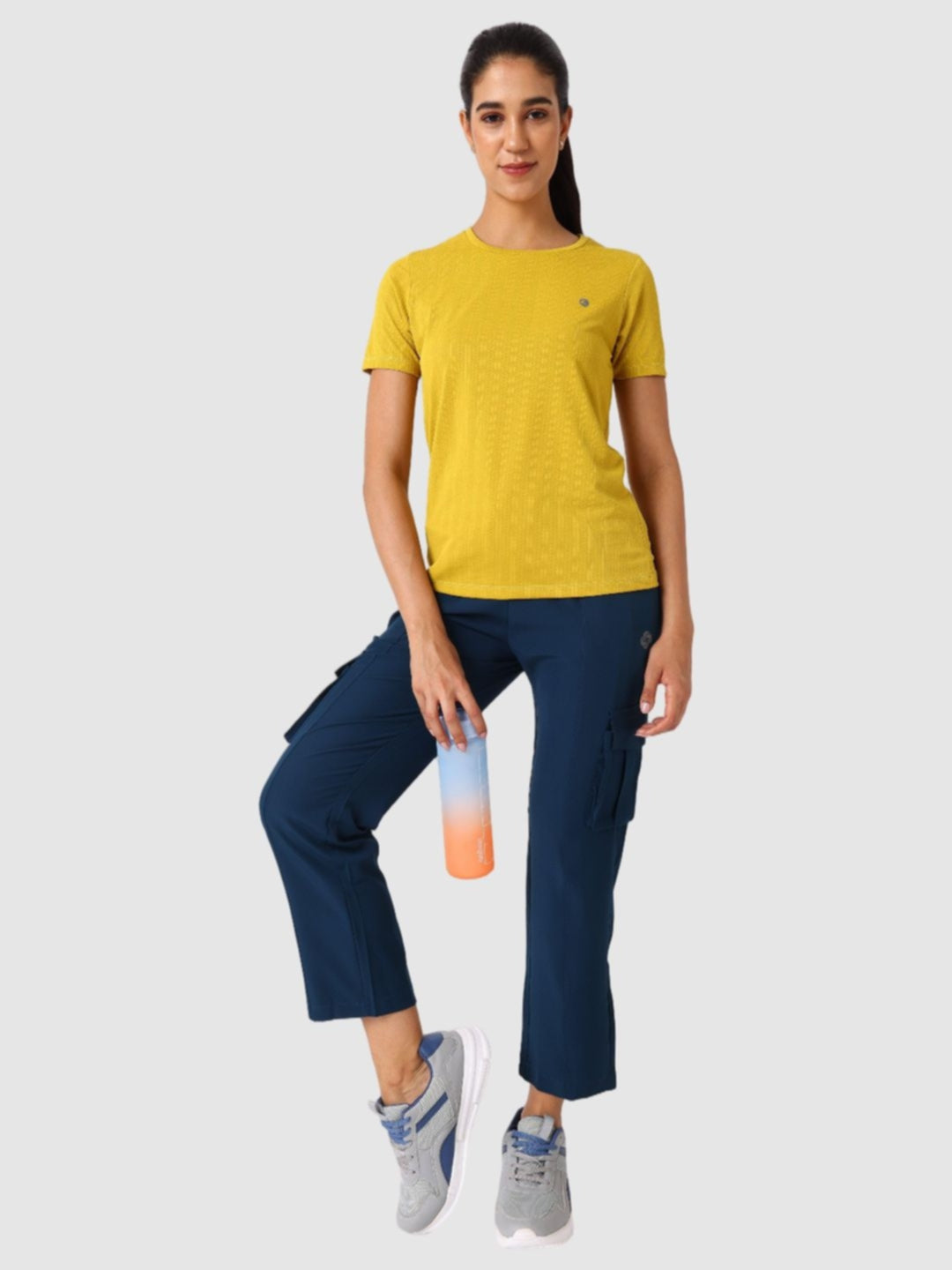 Women Mango Yellow Self Design Tops & T-Shirts - VENTURA JAQ 01 - Mango Yellow