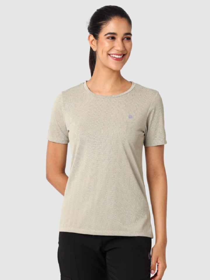 Women Pista Green Self Design Tops & T-Shirts - VENTURA JAQ 01 - PI