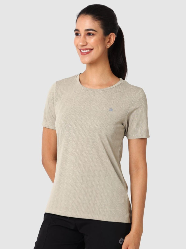 Women Pista Green Self Design Tops & T-Shirts - VENTURA JAQ 01 - PI