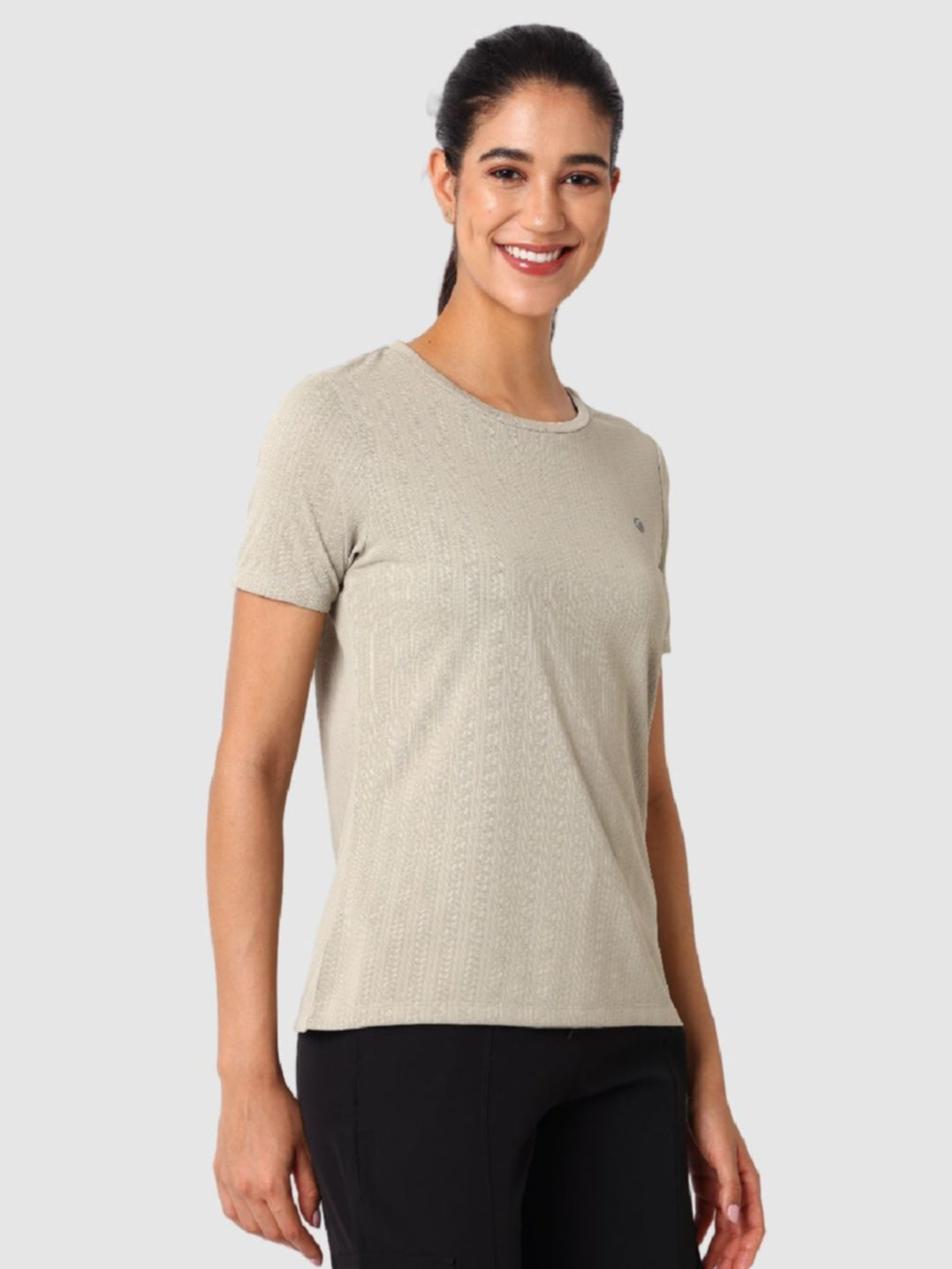 Women Pista Green Self Design Tops & T-Shirts - VENTURA JAQ 01 - PI