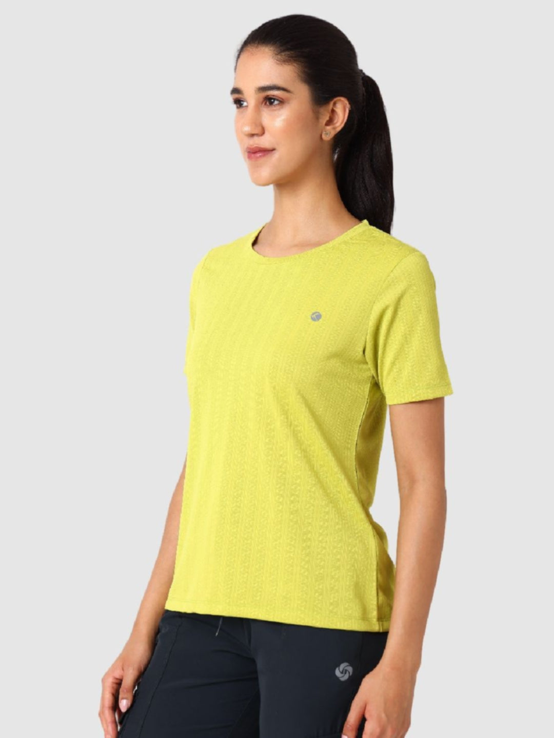 Women Yellow Self Design Tops & T-Shirts - VENTURA JAQ 01 - PT