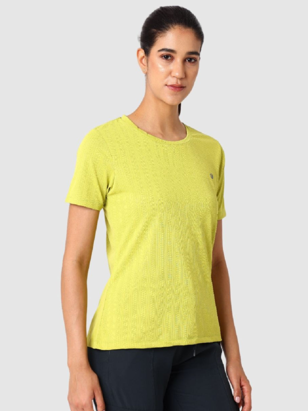 Women Yellow Self Design Tops & T-Shirts - VENTURA JAQ 01 - PT