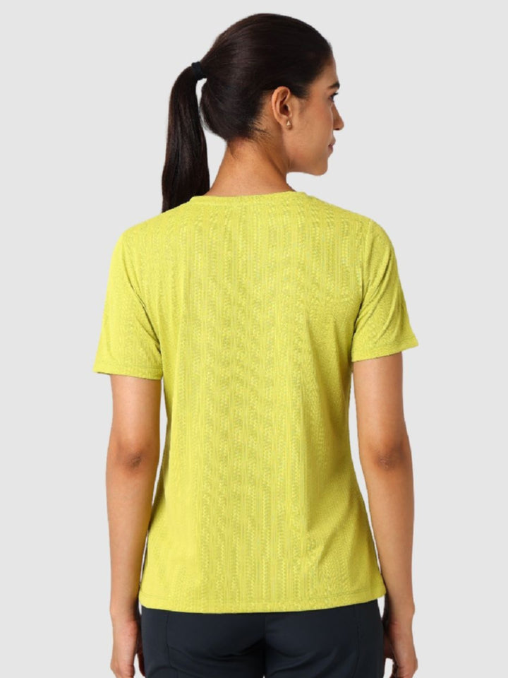 Women Yellow Self Design Tops & T-Shirts - VENTURA JAQ 01 - PT