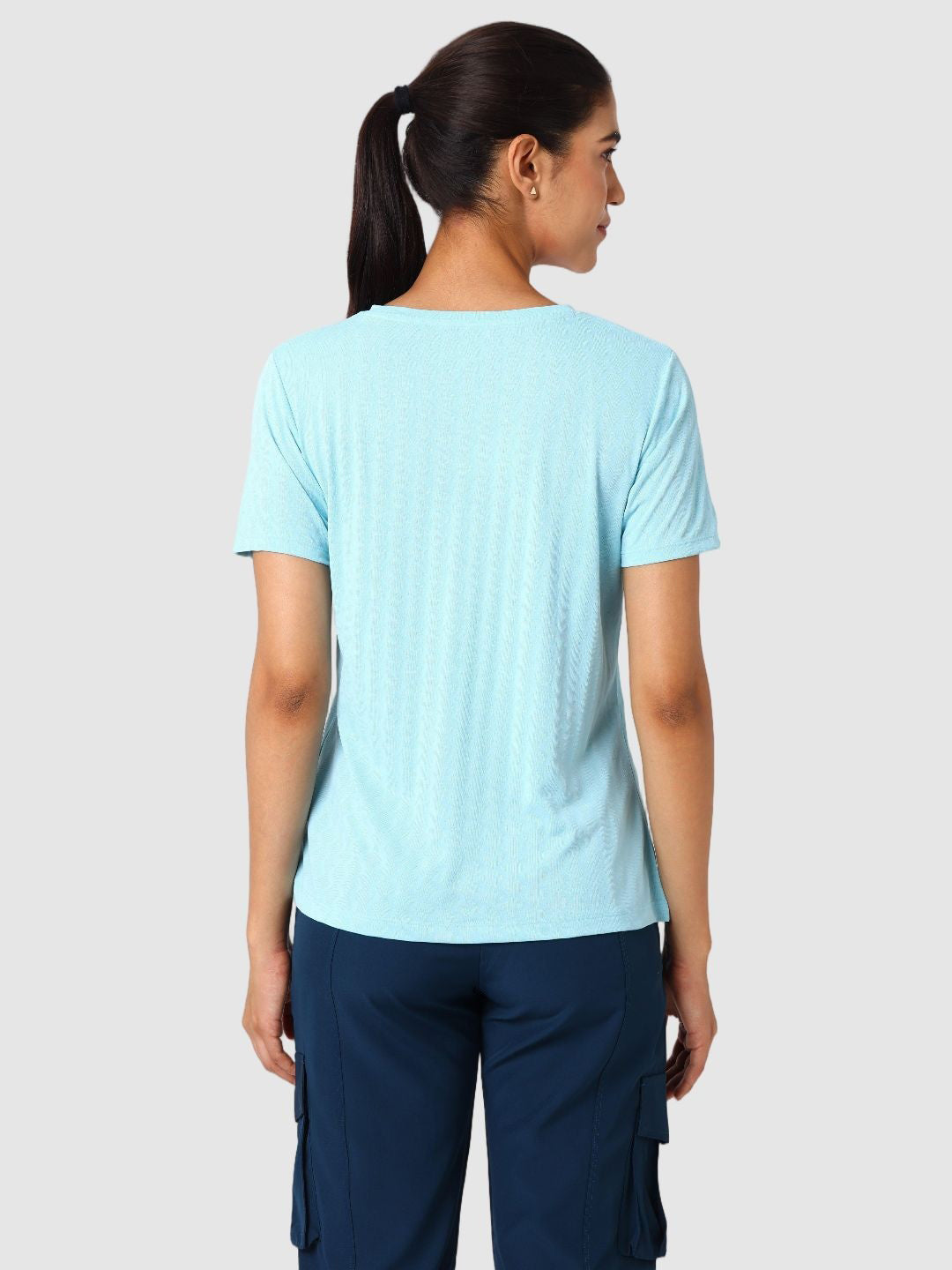 Women Sea Blue Self Design Jacquard Tops & T-Shirts - VENTURA JAQ 02 - SB