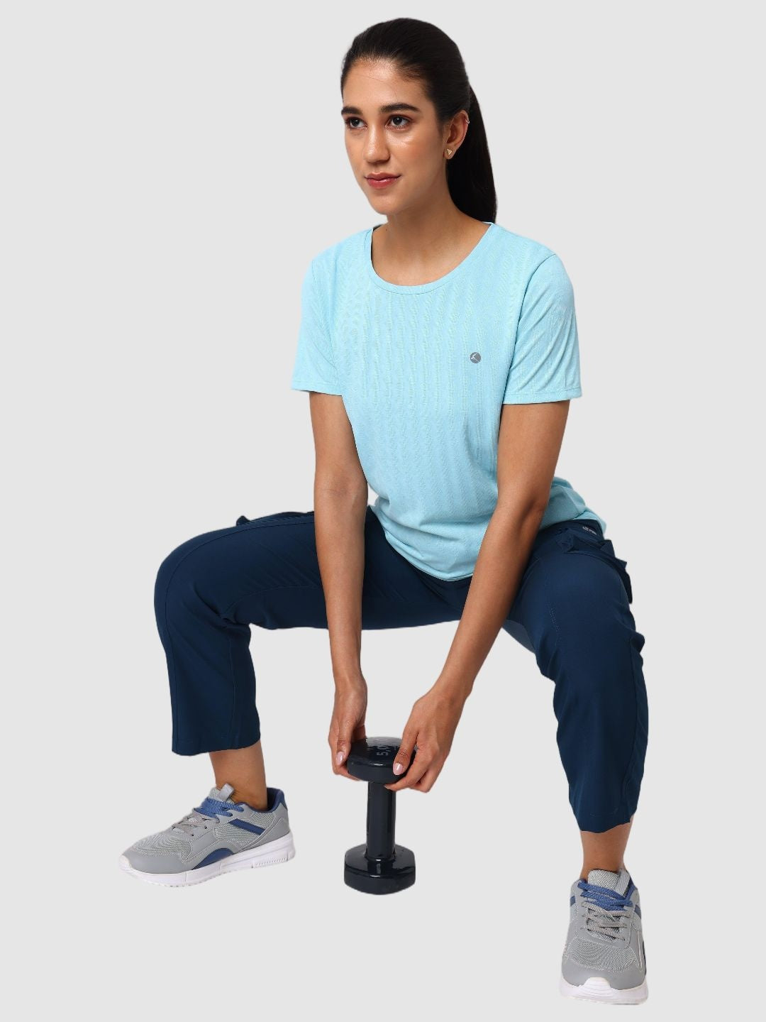 Women Sea Blue Self Design Jacquard Tops & T-Shirts - VENTURA JAQ 02 - SB