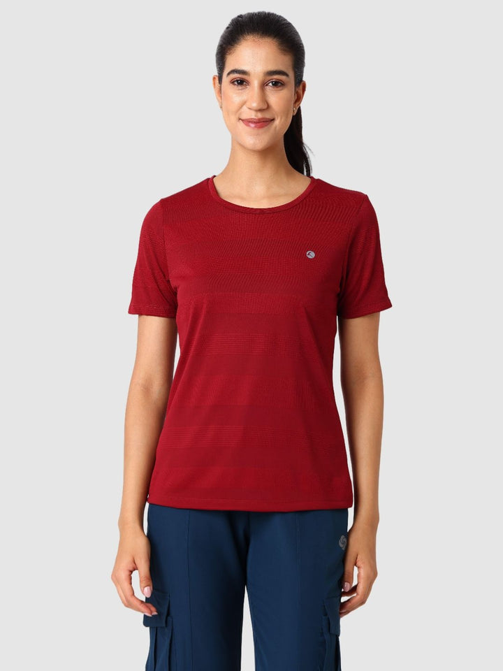 Women Maroon Self Design Tops & T-Shirts  - VENTURA JAQ 03 - MR