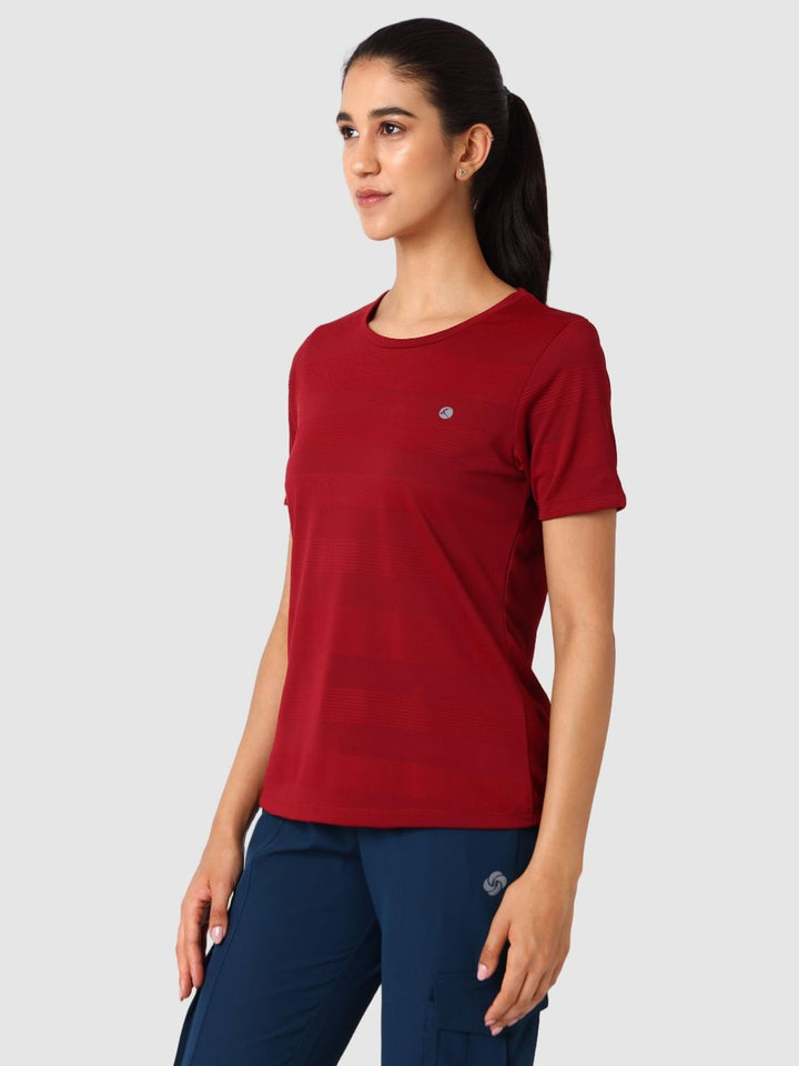 Women Maroon Self Design Tops & T-Shirts  - VENTURA JAQ 03 - MR