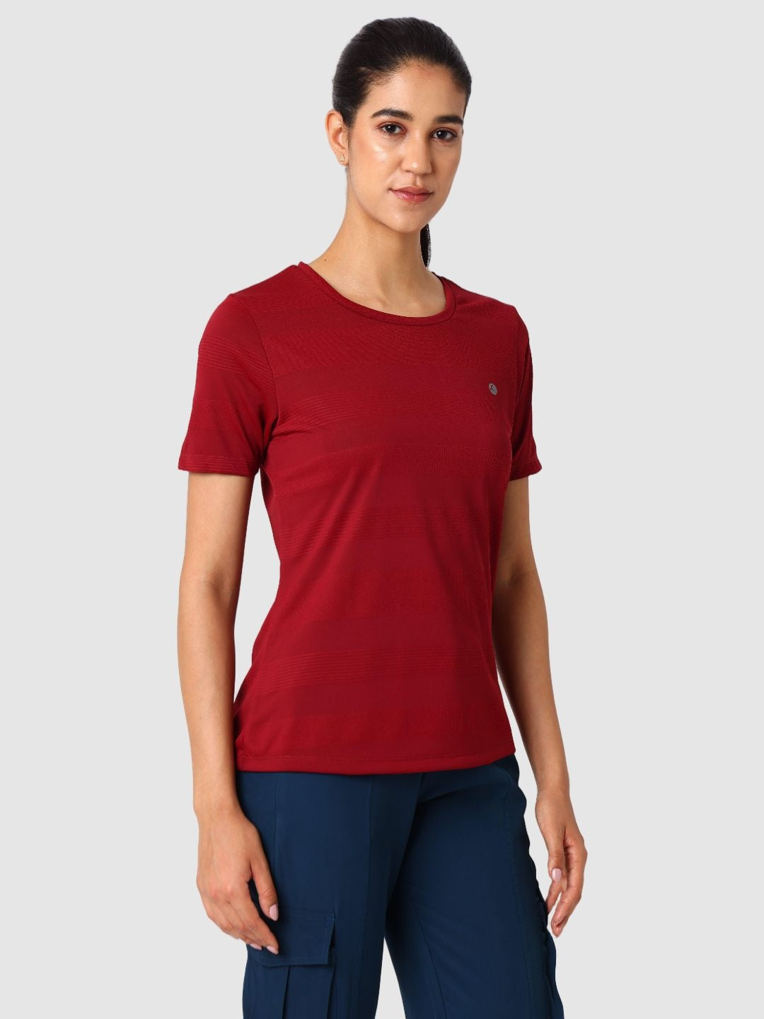 Women Maroon Self Design Tops & T-Shirts  - VENTURA JAQ 03 - MR