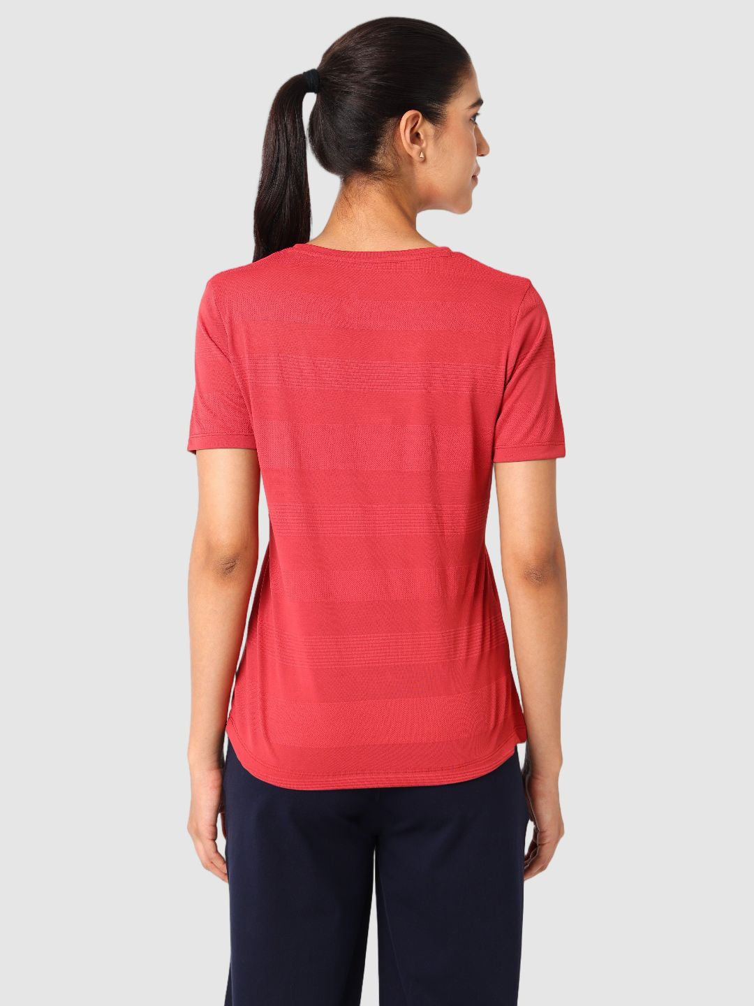 Women Brick Red Self Design Tops & T-Shirts  - VENTURA JAQ 03 - BR