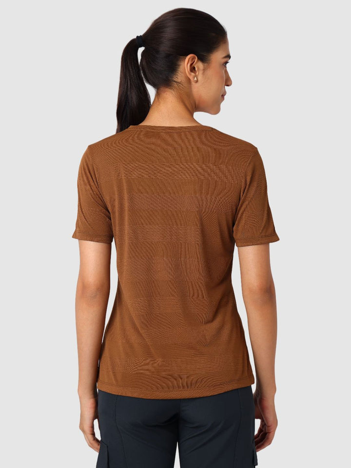 Women Brown Self Design Tops & T-Shirts  - VENTURA JAQ 03 - BW