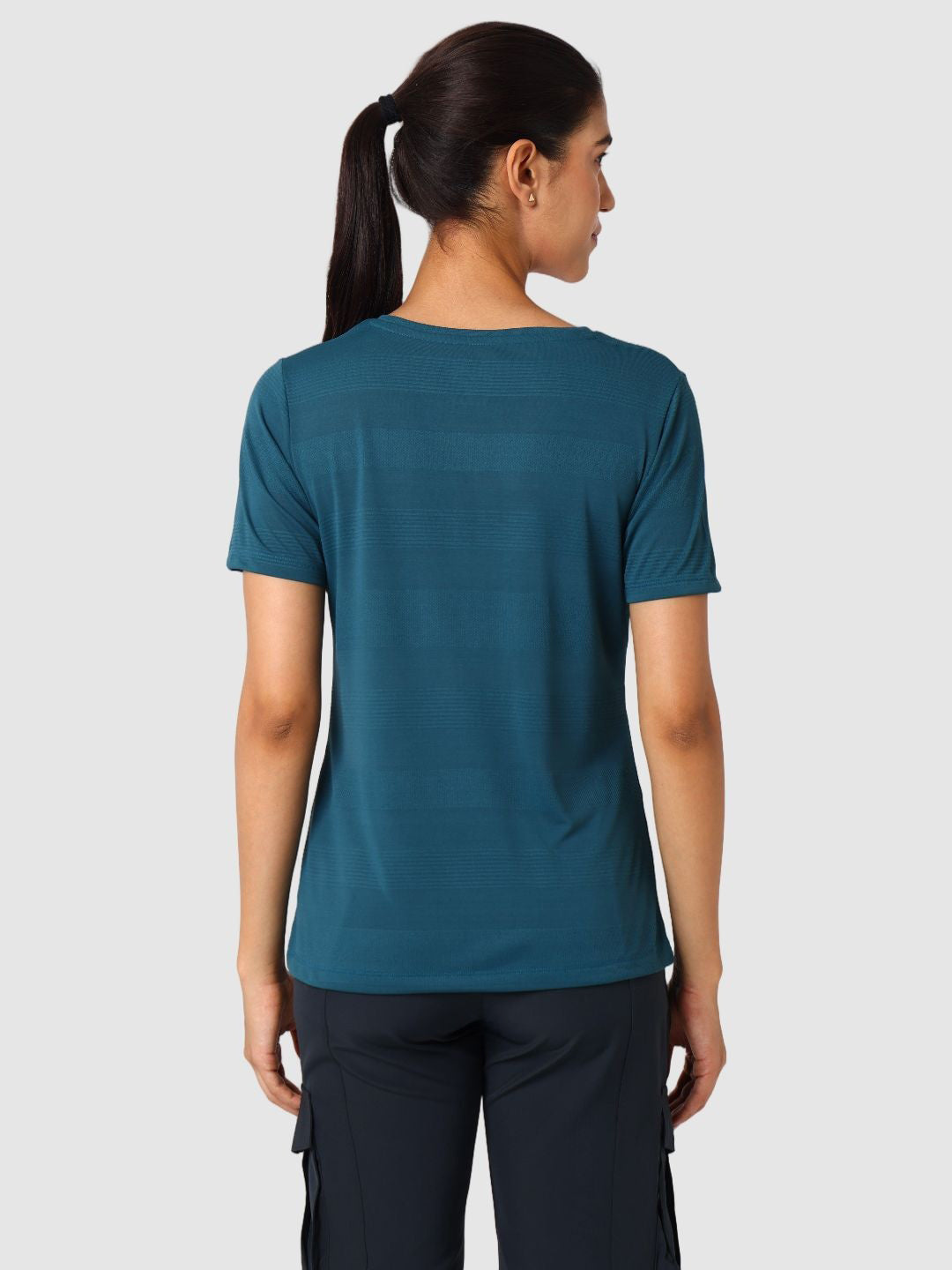 Women Aqua Blue Self Design Tops & T-Shirts  - VENTURA JAQ 03 - AB