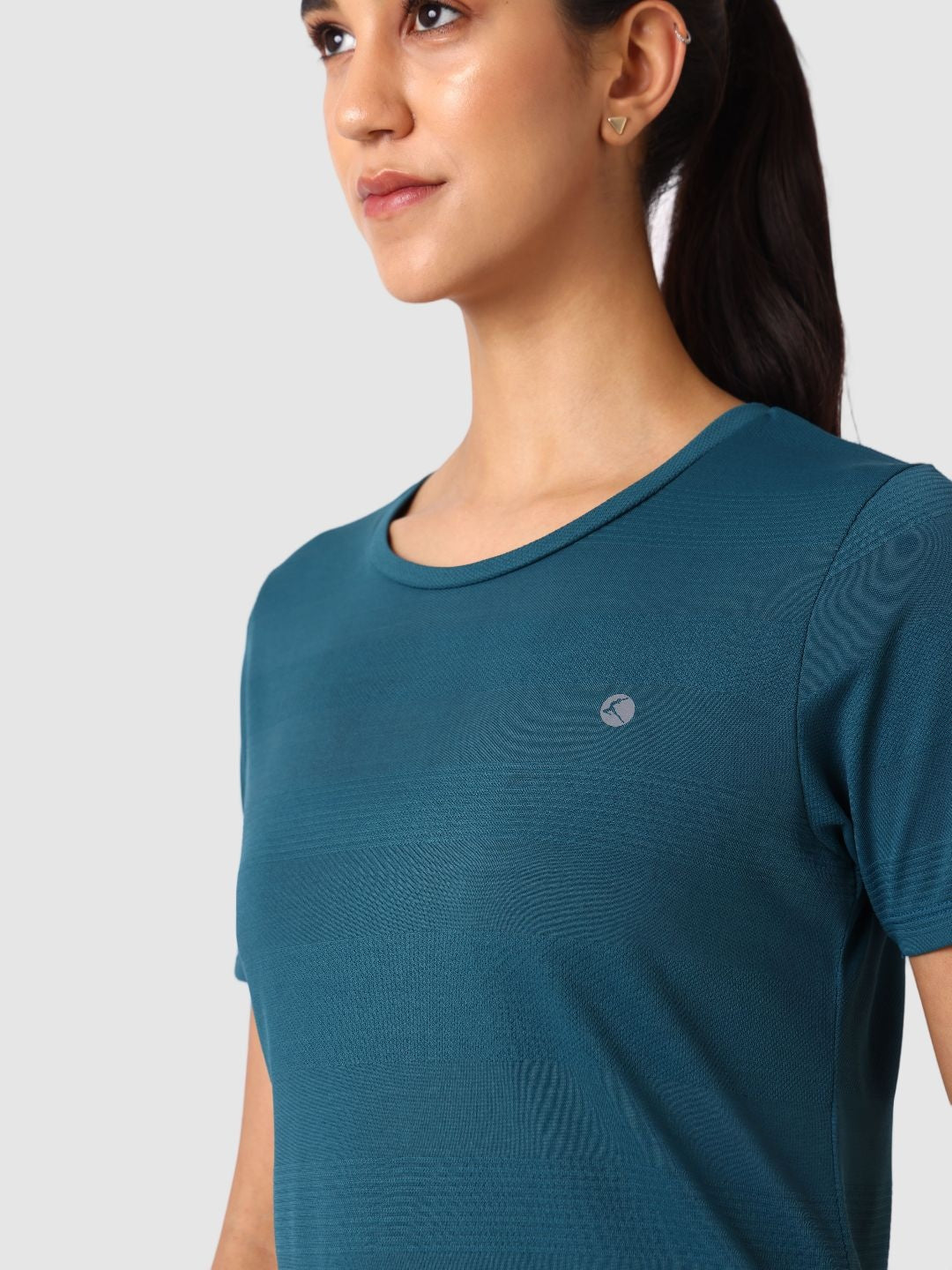 Women Aqua Blue Self Design Tops & T-Shirts  - VENTURA JAQ 03 - AB