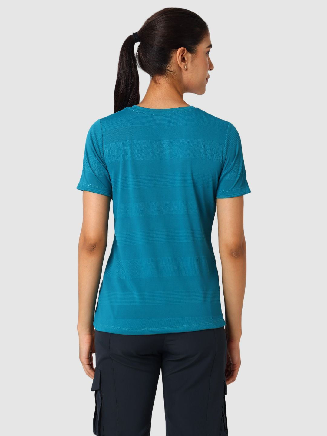 Women Sea Green Self Design Tops & T-Shirts  - VENTURA JAQ 03 - SG