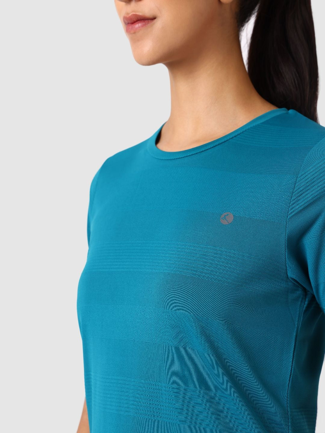 Women Sea Green Self Design Tops & T-Shirts  - VENTURA JAQ 03 - SG