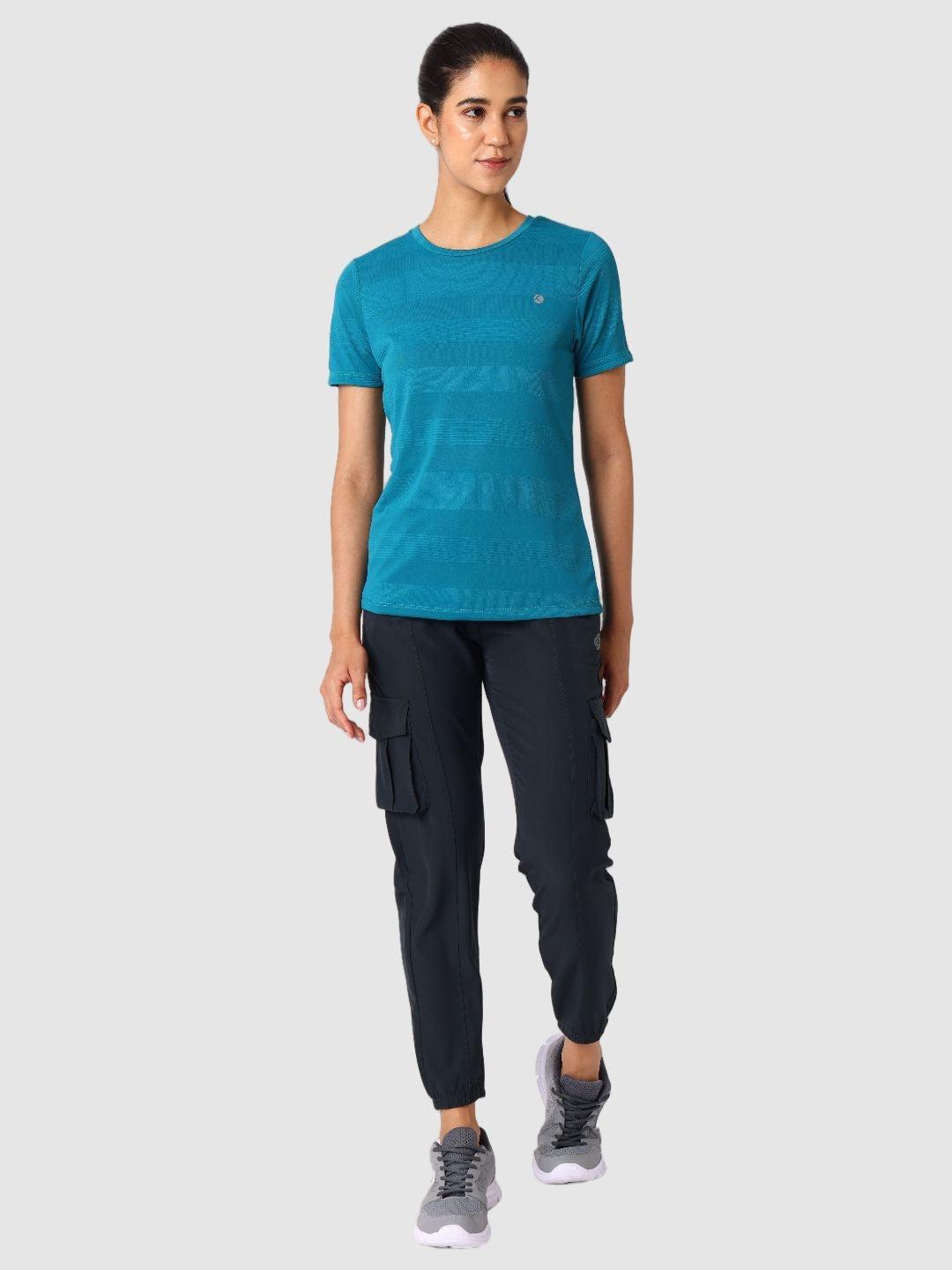 Women Sea Green Self Design Tops & T-Shirts  - VENTURA JAQ 03 - SG