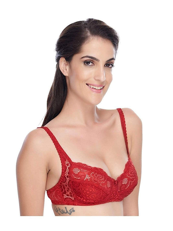 Daisy Dee Red Non Padded Non Wired 3/4th Coverage Bra CHERRY_Red
