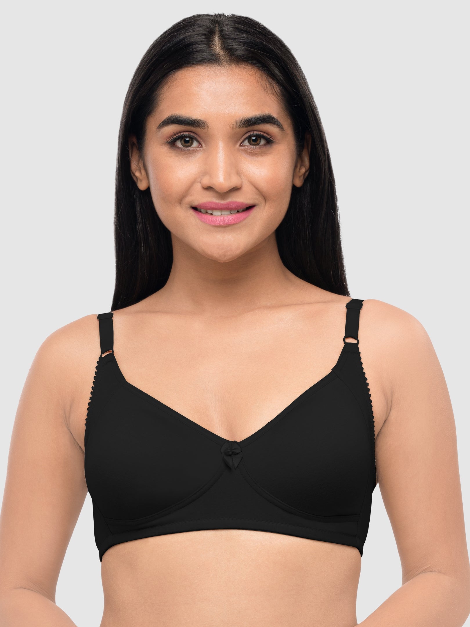 Lovable Black Non Padded Non Wired Full Coverage Bra Contours-BLACK