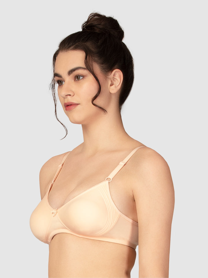 Lovable Multicolor Non Padded Non Wired Full Coverage Bra - (Pack of 2) CLASSIC-Cream/Wine - Detail View | Lovable India