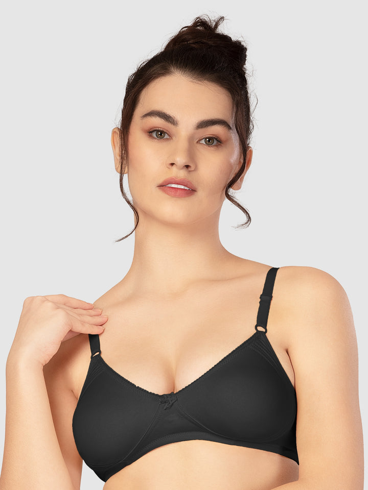 Lovable Multicolor Non Padded Non Wired Full Coverage Bra - (Pack of 2) CLASSIC-Black/White - Side View | Lovable India