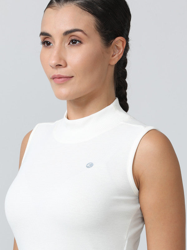 Women Ivory Solid High neck Tops & T-Shirts - Stunner Tank-05 - IV