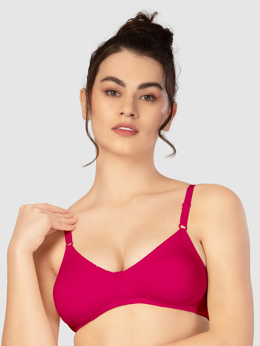 Lovable Multicolor Non Padded Non Wired Full Coverage Bra - (Pack of 2) CLASSIC-White/Coral Red - Side View | Lovable India