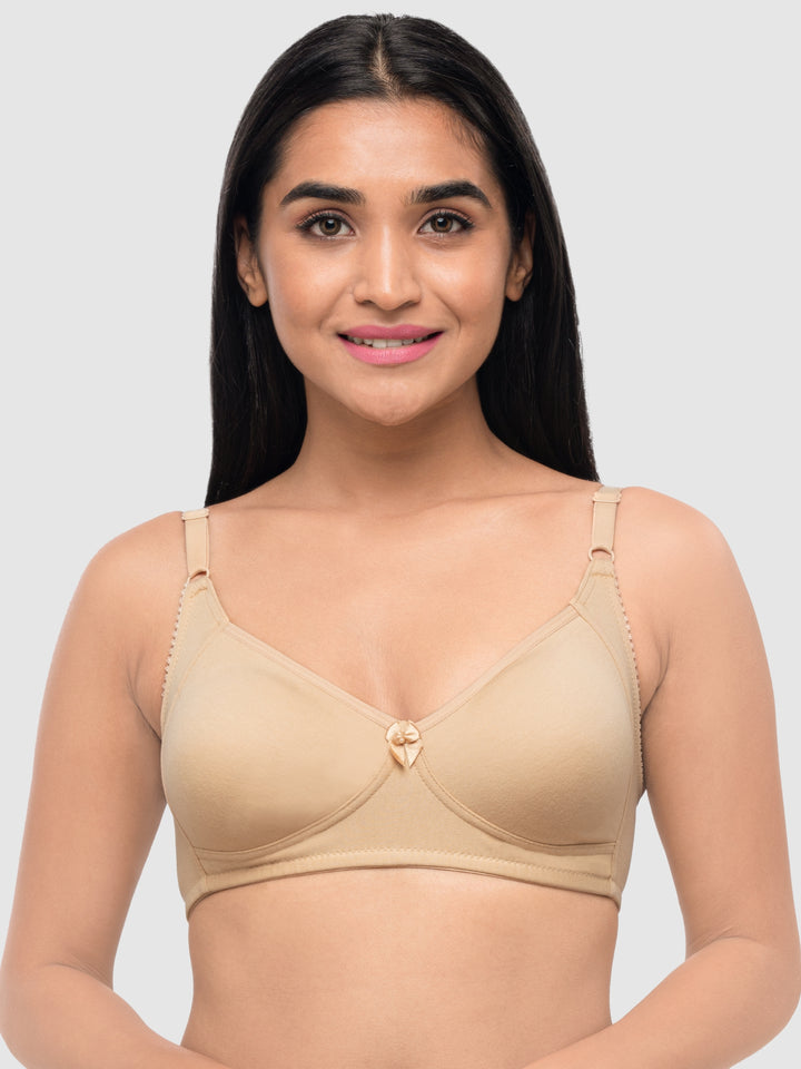 Lovable Multicolor Non Padded Non Wired Full Coverage Bra - (Pack of 2) Contours- Black/Skin