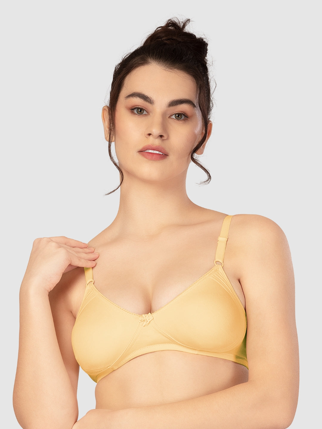 Lovable Multicolor Non Padded Non Wired Full Coverage Bra - (Pack of 2) CLASSIC-Skin/Coral Red - Side View | Lovable India