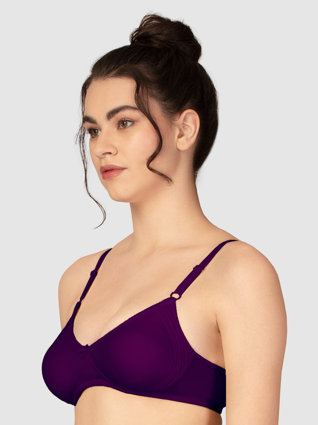 Lovable Multicolor Non Padded Non Wired Full Coverage Bra - (Pack of 2) CLASSIC-E.blue/Wine - Back View | Lovable India