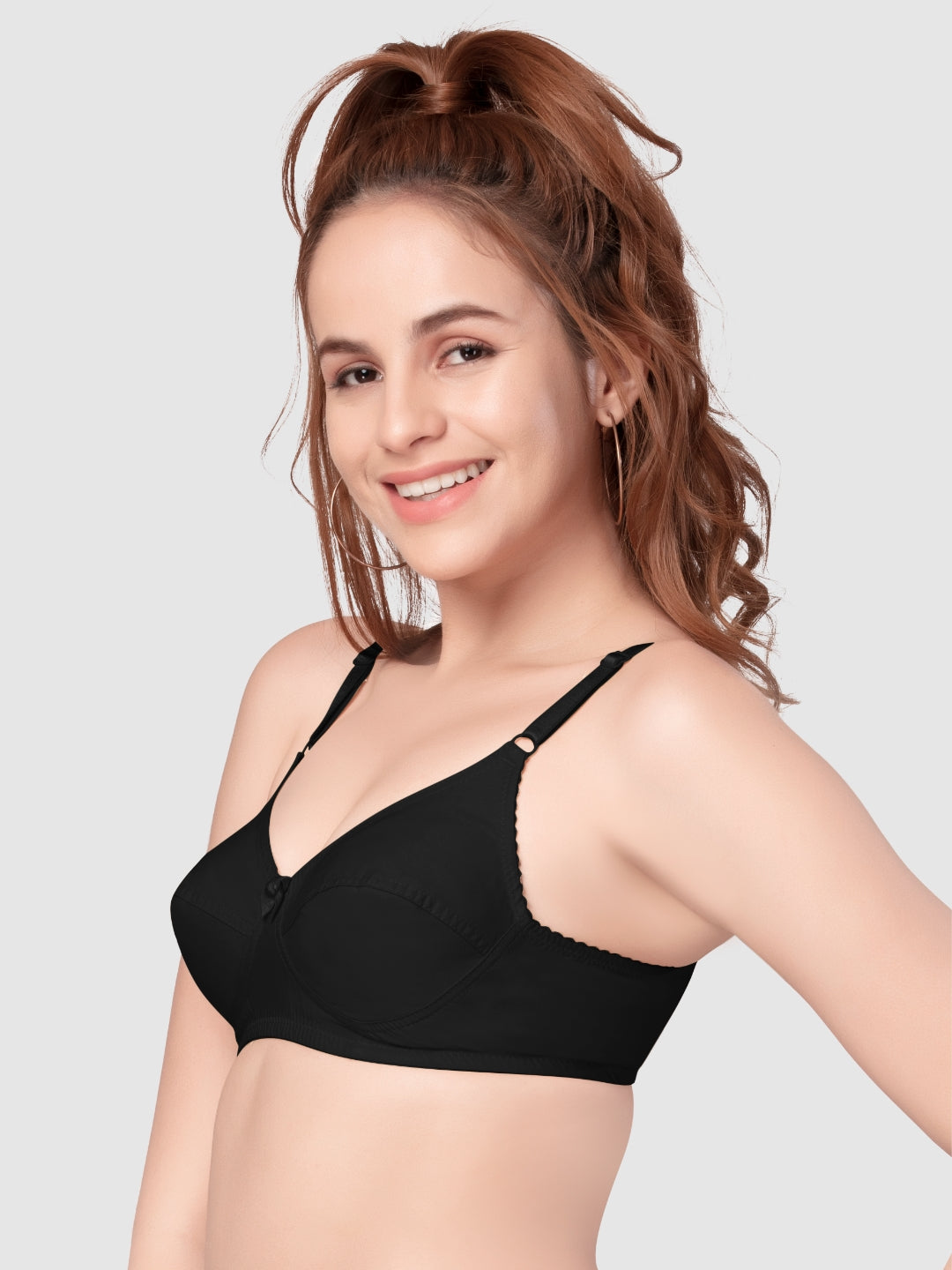 Daisy Dee Black Non Padded Non Wired Full Coverage Bra NMELN-Black