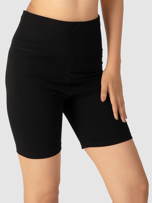 Womens Solid High waist tummy shorts