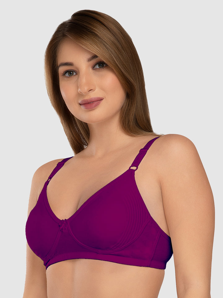 Daisy Dee Multicolor Non Padded Wirefree Full Coverage T-Shirt Bra Pack of 3 - SIMPLYSMOOTH_3PK_WINE/SKIN/WHITE