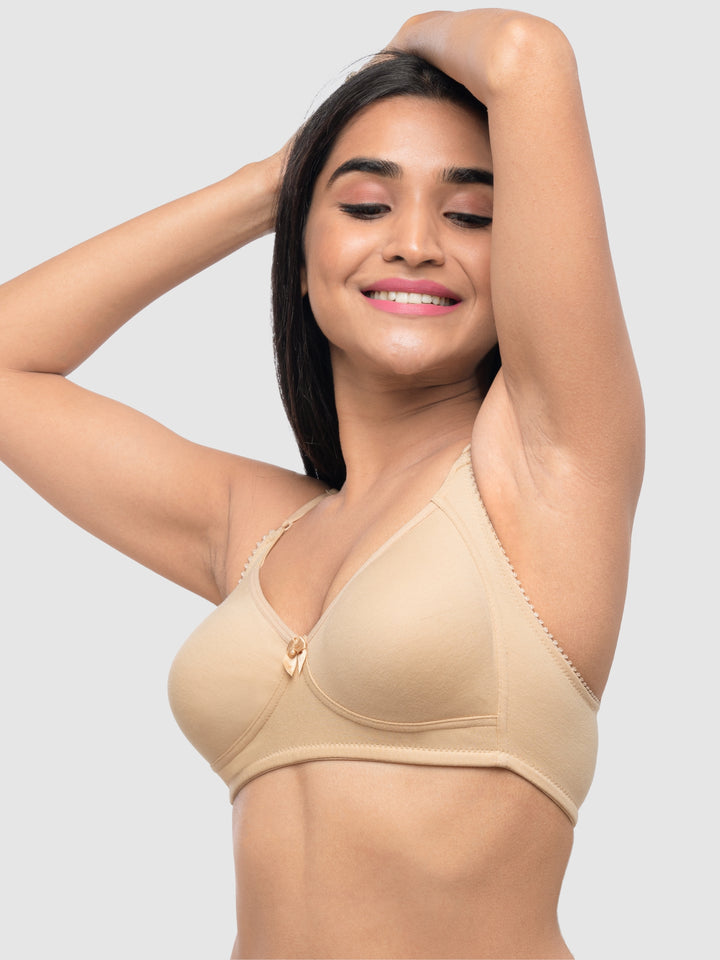 Lovable Multicolor Non Padded Non Wired Full Coverage Bra - (Pack of 2) Contours- Skin/Wine