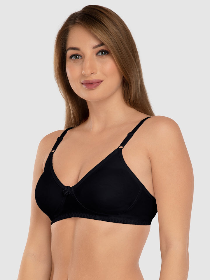 Daisy Dee Black and Carrot Non Padded Wirefree Full Coverage Bra Pack of 2 - NLBLA-2PK-BLACK/CARROT