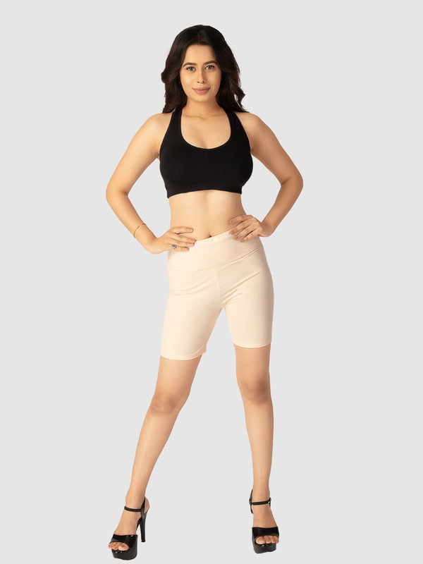 Womens Solid High waist tummy shorts