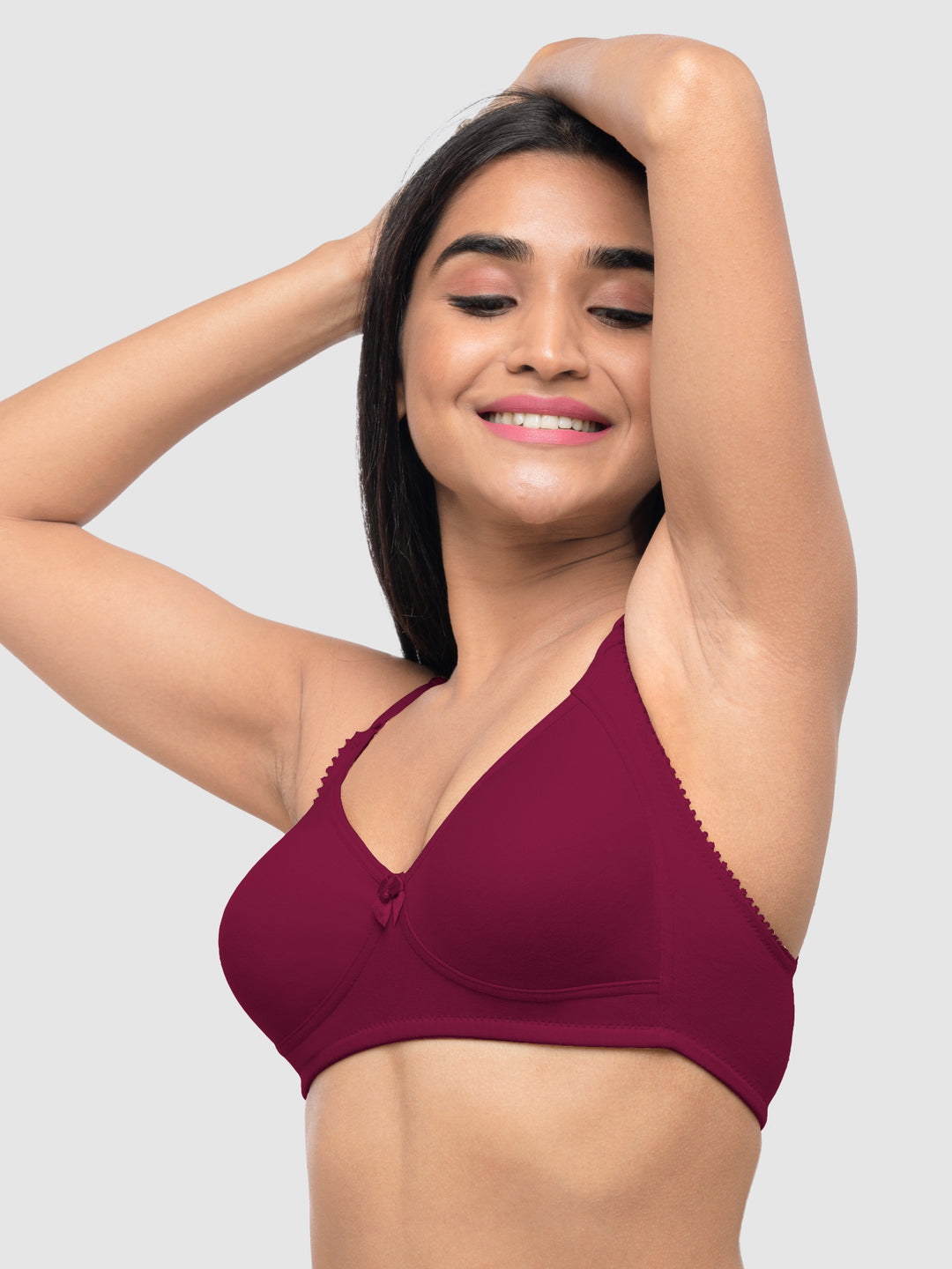 Lovable Multicolor Non Padded Non Wired Full Coverage Bra - (Pack of 2) Contours- D.Maroon/O.Pink