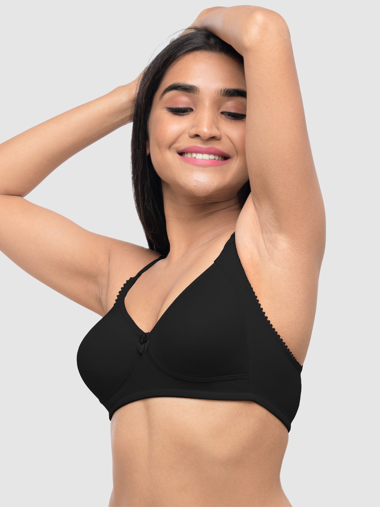 Lovable Black Non Padded Non Wired Full Coverage Bra Contours-BLACK