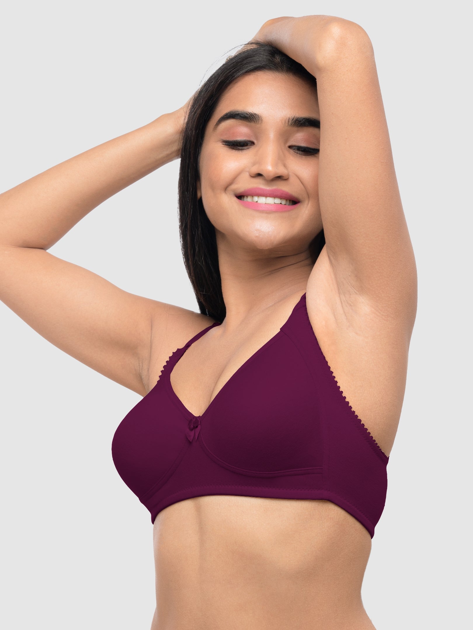 Lovable Wine Non Padded Non Wired Full Coverage Bra Contours-Wine