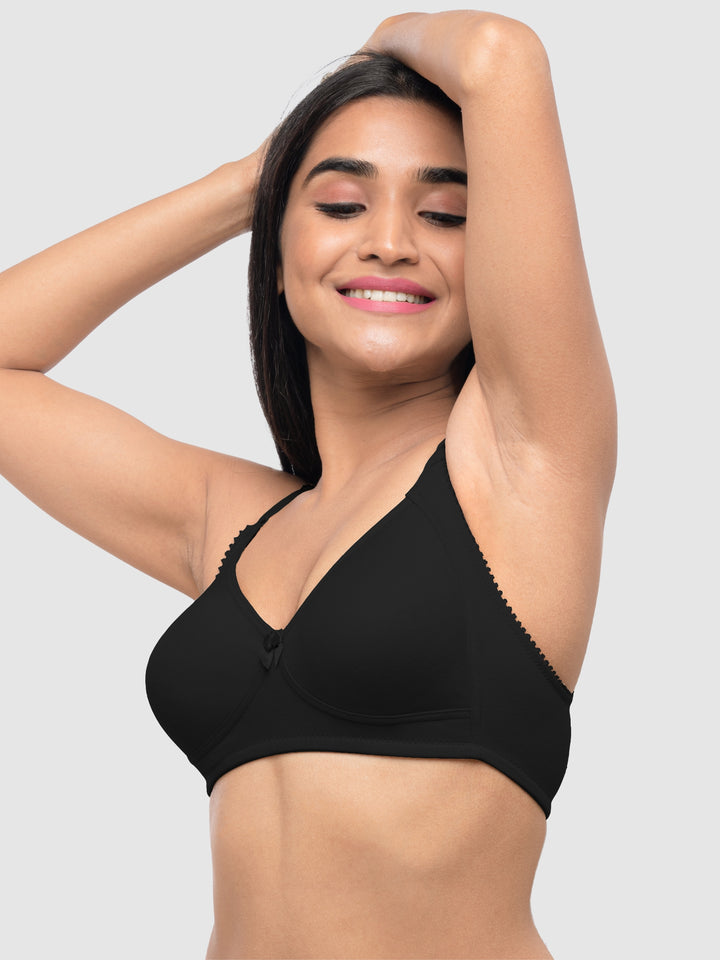 Lovable Multicolor Non Padded Non Wired Full Coverage Bra - (Pack of 2) Contours- Black/O.Pink