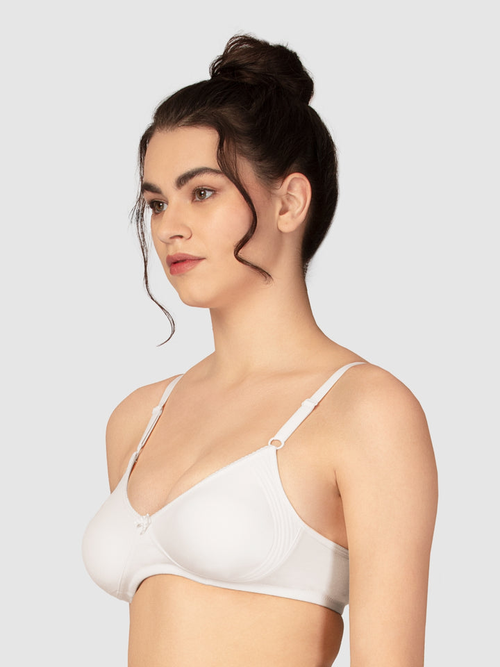 Lovable Multicolor Non Padded Non Wired Full Coverage Bra - (Pack of 2) CLASSIC-E.blue/White - Back View | Lovable India