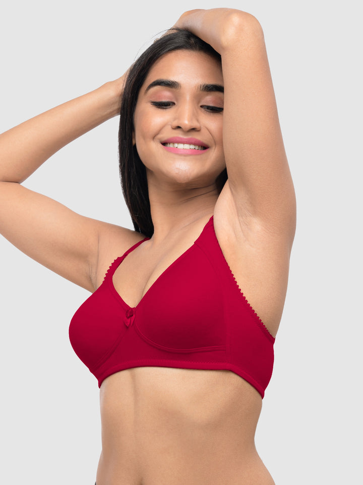 Lovable Multicolor Non Padded Non Wired Full Coverage Bra - (Pack of 2) Contours- Black/Violet