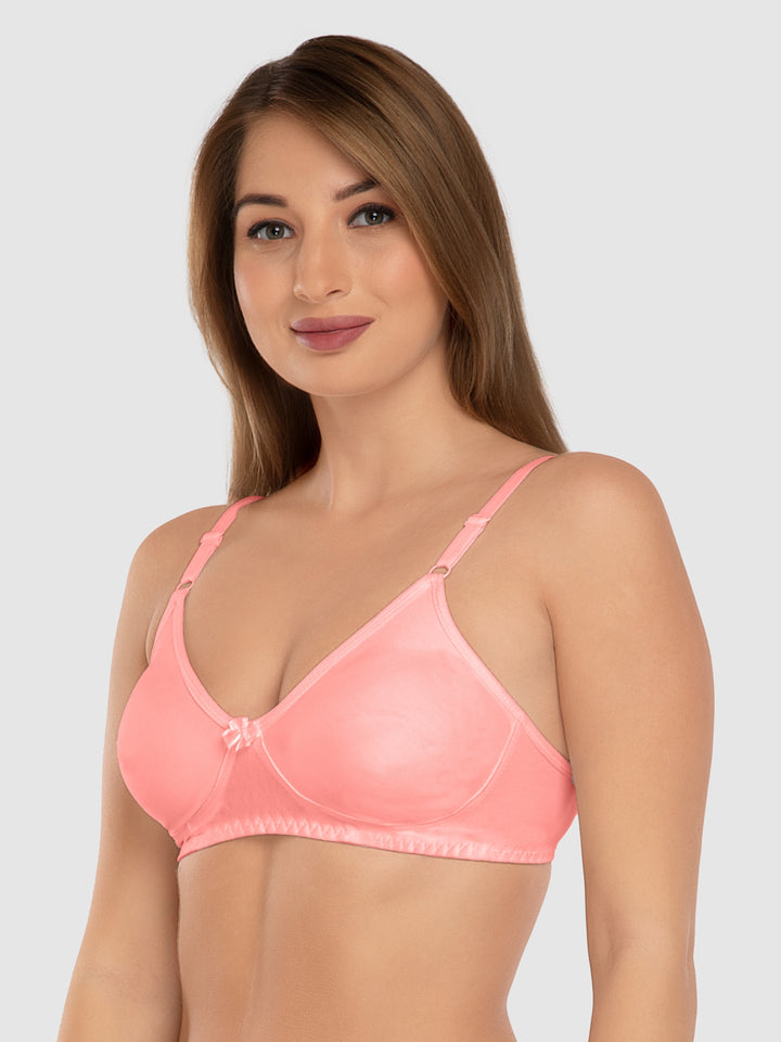 Daisy Dee Peach and R.Pink Non Padded Wirefree Full Coverage Bra Pack of 2 - NLBLA-2PK-PEACH/R.PINK