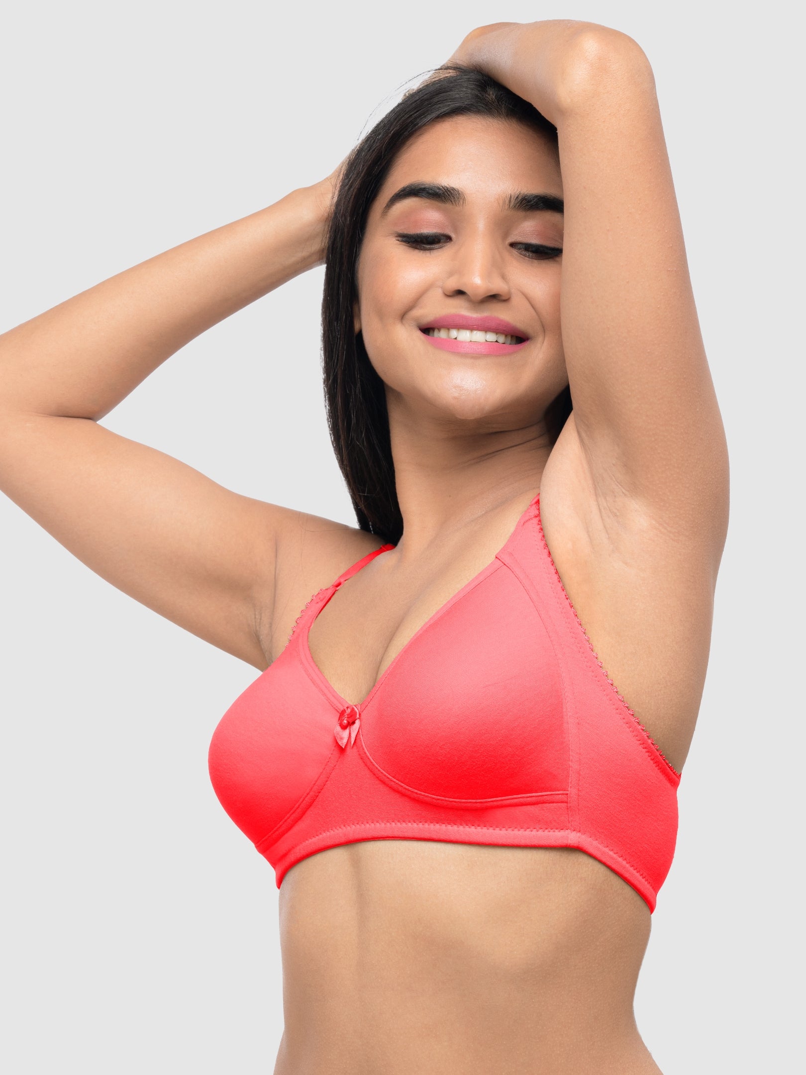 Lovable Coral Pink Non Padded Non Wired Full Coverage Bra Contours-C Pink