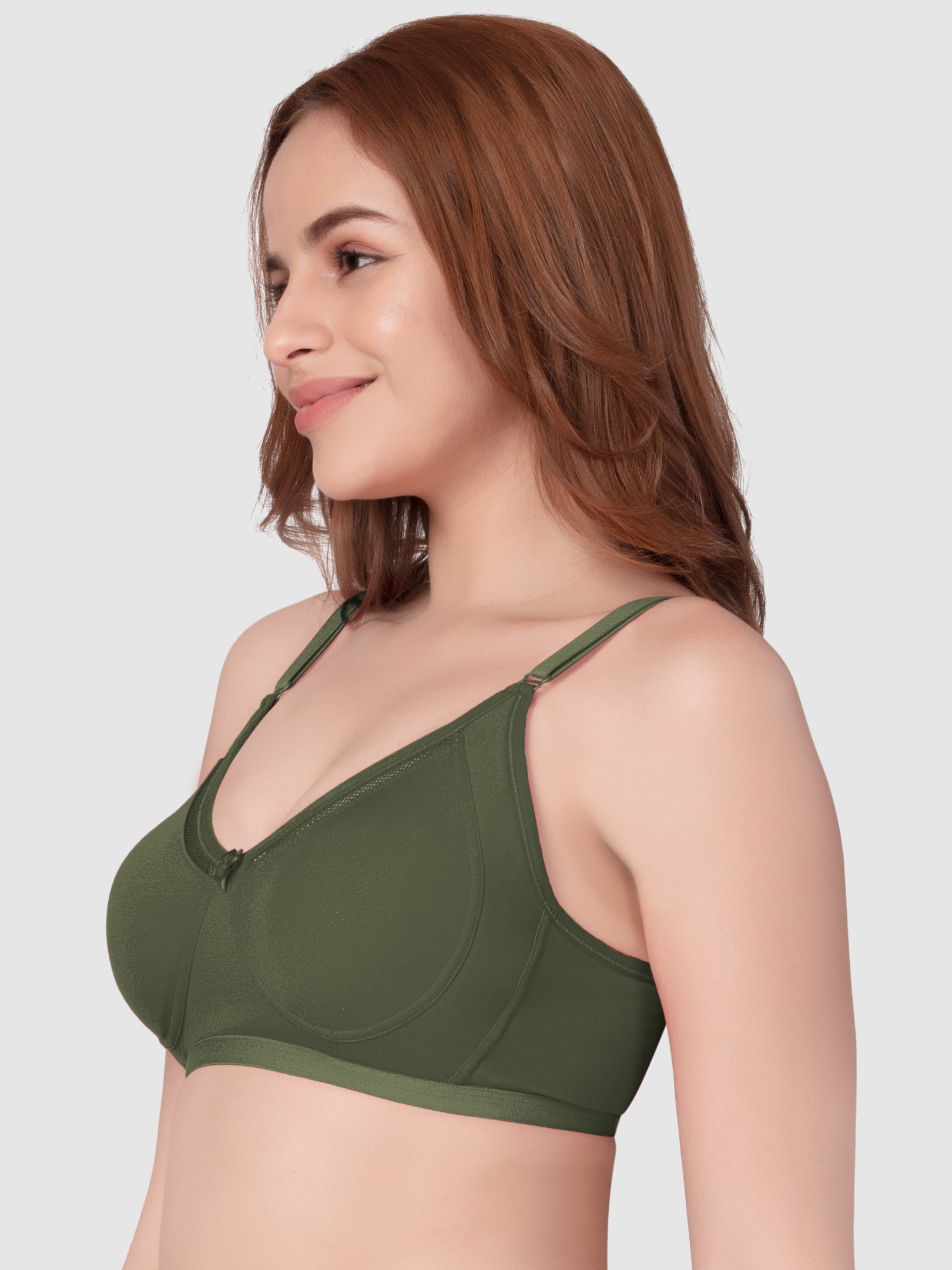 Daisy Dee Dark Green Non Padded Non Wired Full Coverage Bra - NRYN-Dark Green